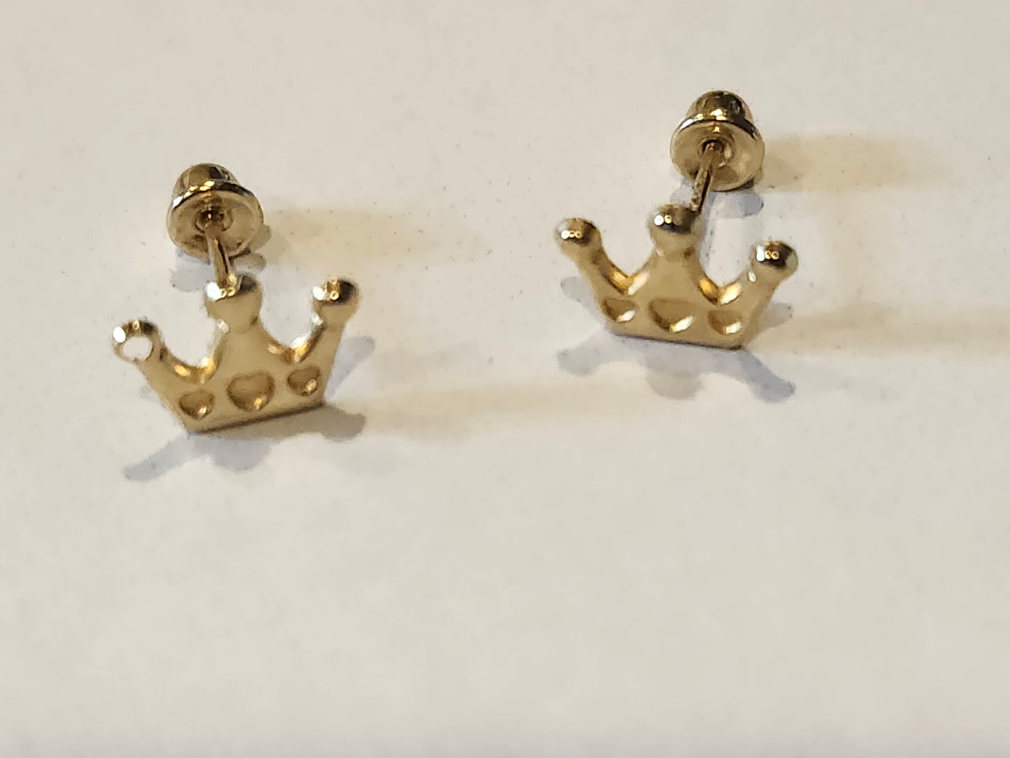 Yellow 10KT Gold Crown Earrings