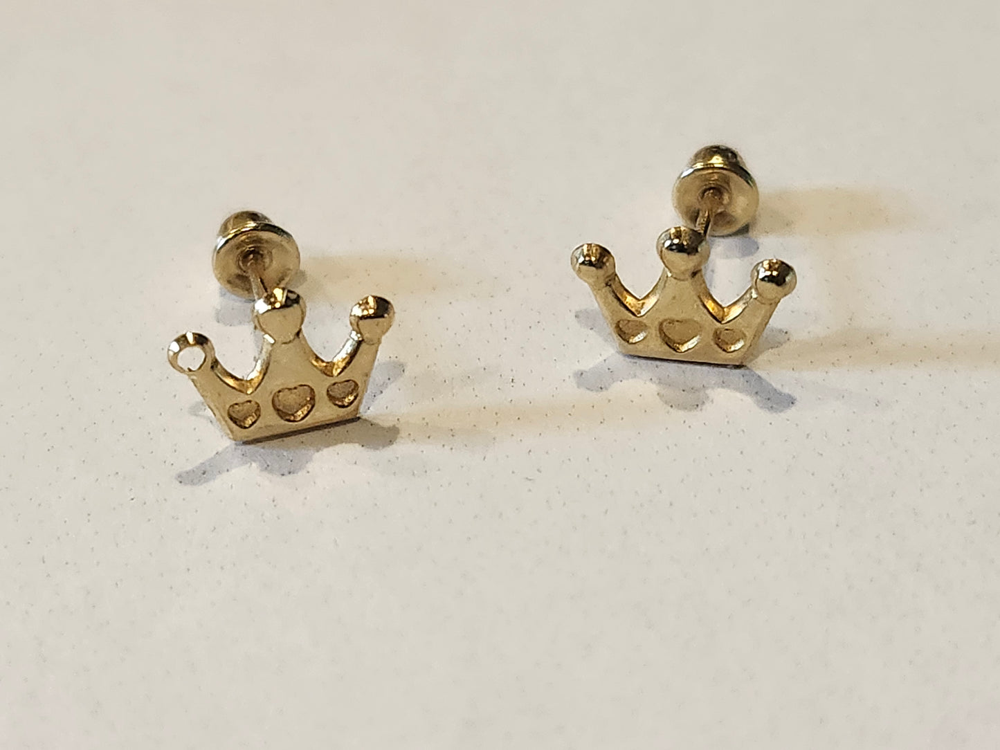 Yellow 10KT Gold Crown Earrings